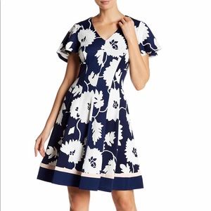 Robbie Bee Floral V-Neck Fit & Flare Dress